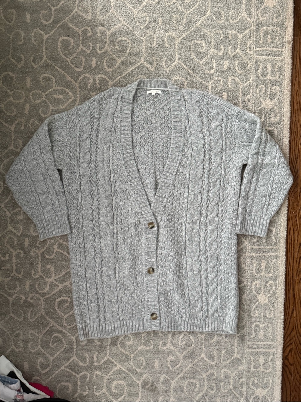 Skin Light Gray Cable Knit Cardigan